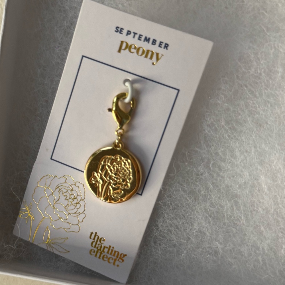 Gold September Peony Charm